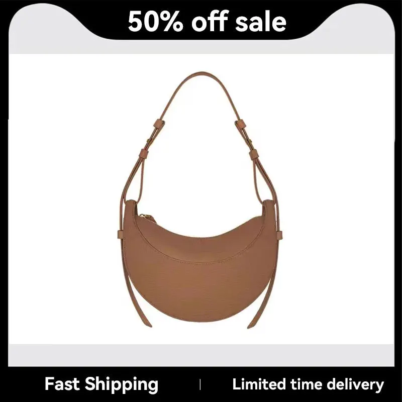 

2025 NEW French niche design high-end texture crossbody crescent bag women's Leather armpit saddle bag