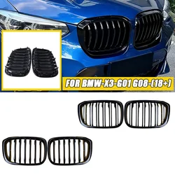 Front Kidney Grille For BMW X3 X4 G01 G02 G08 2018 2019 2020 Single/Dual Line Gloss Black Bumper Racing Grill Car Accessories