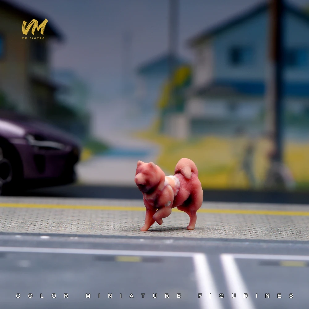 3D Miniature Figures 1/64 1/43 1/24 1/18 Cute Animals Cats Dogs Hound Road Signs Scene Props Model Doll Home View Vehicle Decor