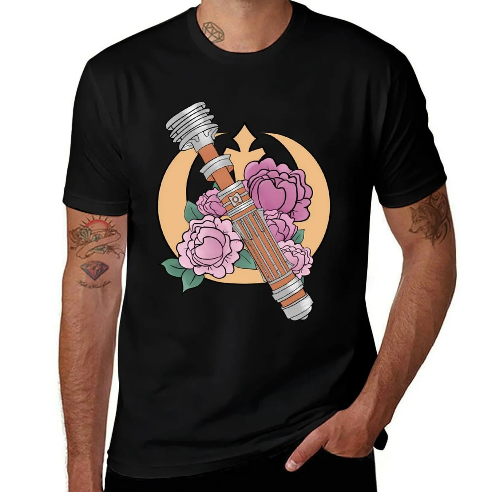 

Space Mom Space Sword on Peonies Leia Organa's Lightsaber Fan Art T-Shirt anime tshirt T-Shirt