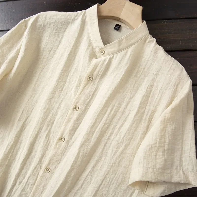 Soft and cool without ironing! Summer men's old casual loose linen short-sleeved shirt and top