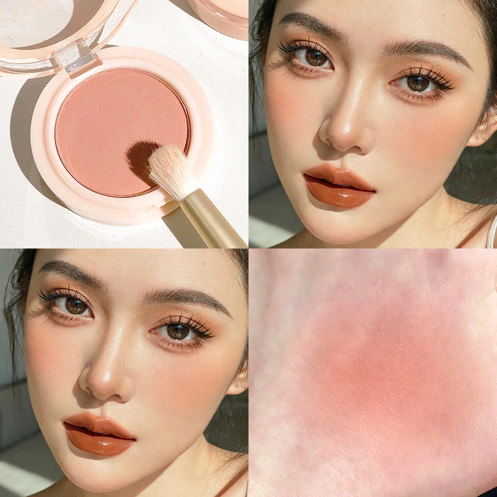 Crema de contorno de rubor de un solo color: niebla suave multicolor adecuada para todos los estilos de maquillaje Maquillaje en polvo de colorete para mejillas