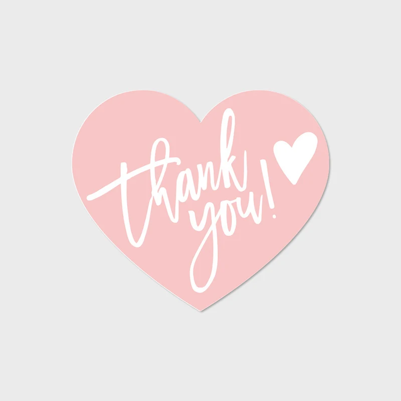 30Pcs/Pack Heart-Shaped English Thank You Card Pink Gift Decorative Cards Greeting Cards Thank You Card Packaging Card