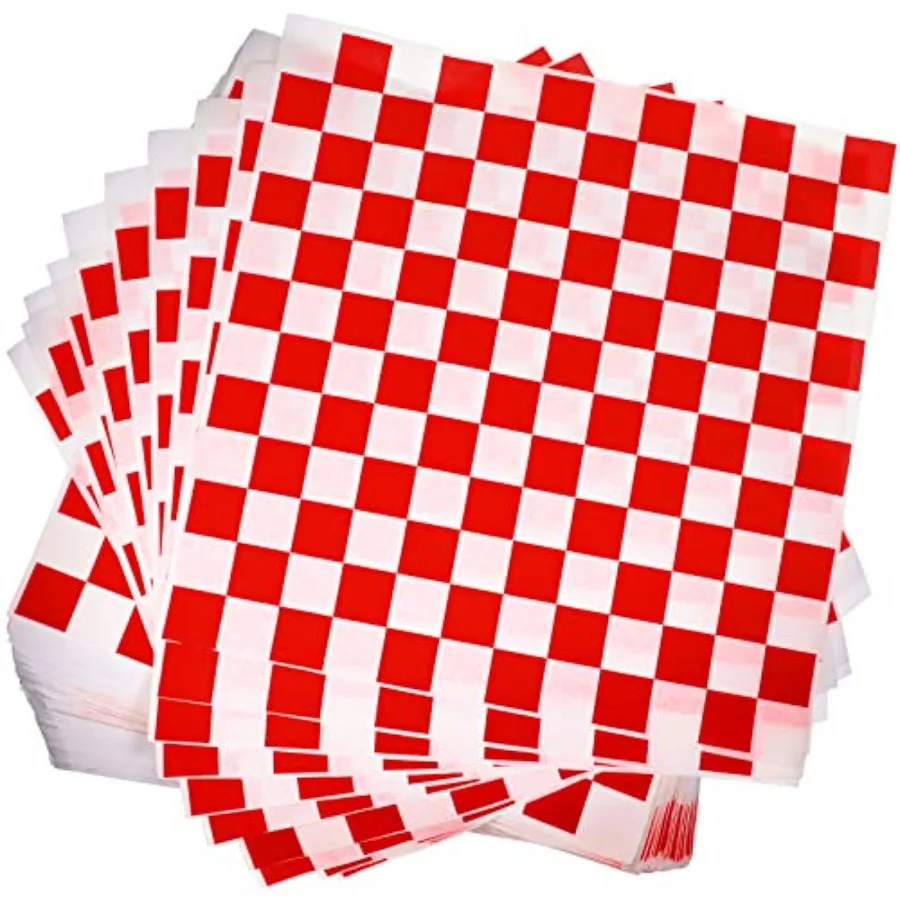 

600 Pcs Sandwich Wrapping Paper Sheet 15x15 Checke Food Wax Sheets Parchment Burgers Paper Basket Liner Grease Restaurant Weddi