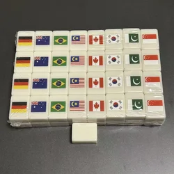 64 + 1 Seaside escape Mahjong Blocks Tiktok 64 Pcs Mahjong Seaside Escape Tile Game Pattern of Flag Ball Battle Chee Chess Toys