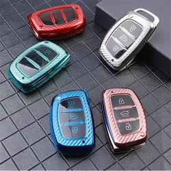 Carbon Fiber TPU Car Key Cover Case Shell for Hyundai Tucson Creta Ix25 I10 I20 I30 Verna Mistra Elantra Santa Fe 2015-2018