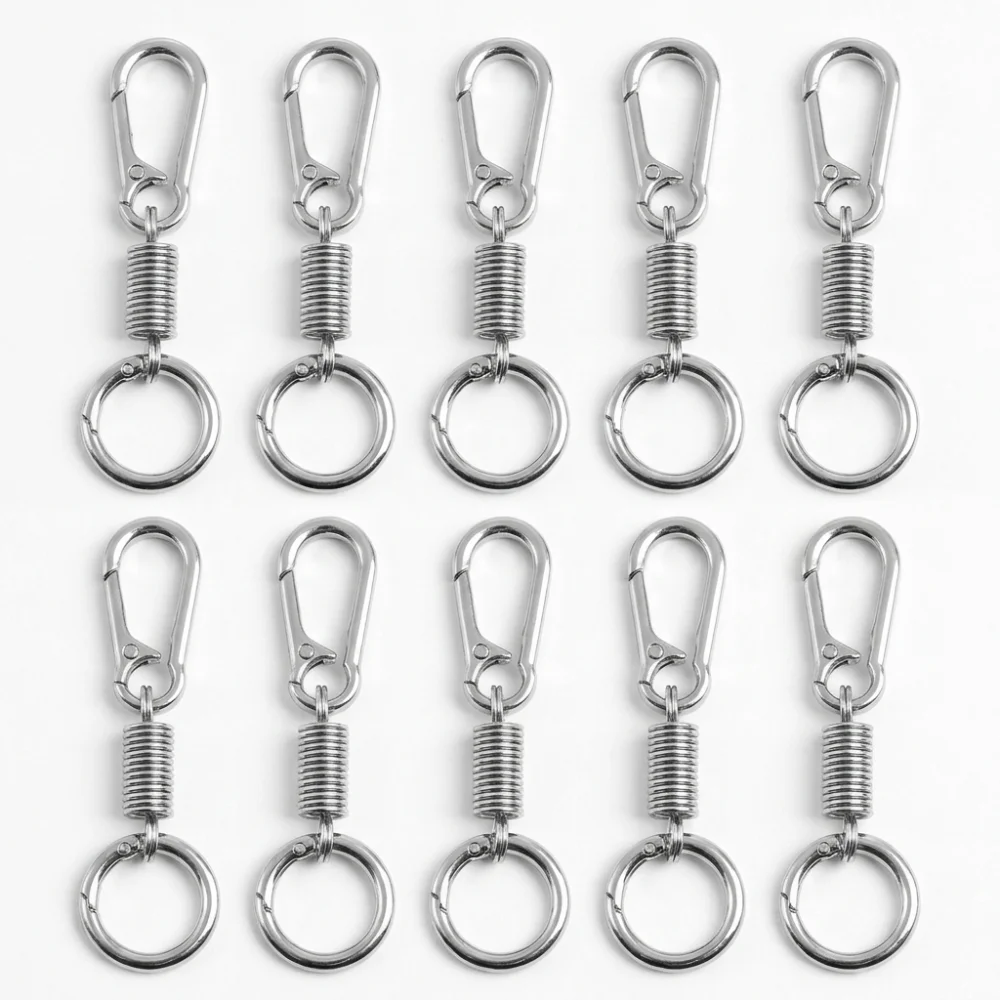 10pcs Portable Anti-Theft Metal Keychains Multi-Functional Lightweight Key Ring Clip Universal Durable Spring Carabiners Bag