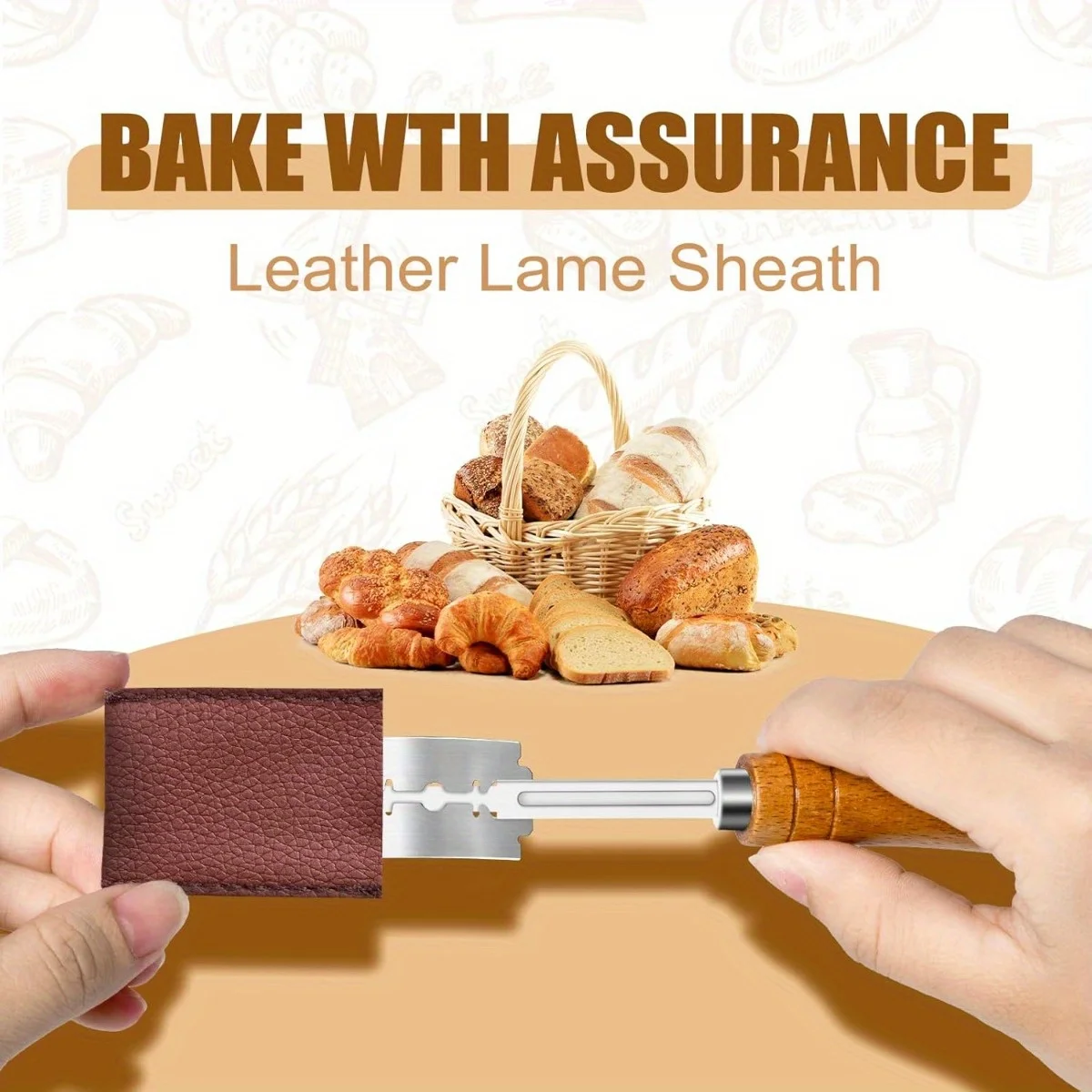 Wooden Handle Sourdough Bread Scoring Lame Bread Slashing Tool With 5Pcs Blades Bakers Lame Dough Scoring Knife