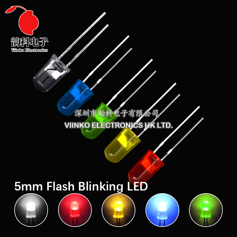 50pcs 5mm White Green Red Blue Yellow Light-Emitting-Diode Automatic Flashing LED Flash Control Blinking 5 mm LED Diode 1.5HZ