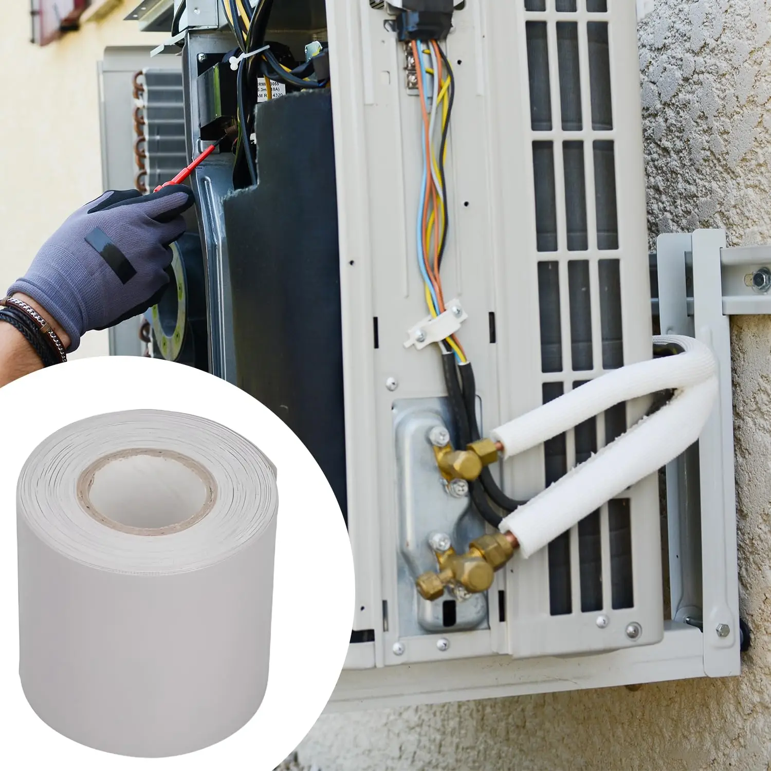 5 Rolls Pipe Sealing Tape PVC Air Conditioner Pipe Wrapping Tape Anti-UV Waterproof Insulation Tape For Outdoor AC Copper Pipe