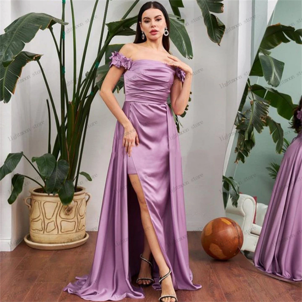 

Simple Evening Dresses Satin Graceful Prom Dress Off The Shoulder Sheath Mermaid Boat Neck Robes For Party Vestidos De Noche