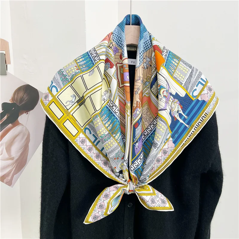 18mm pure silk twill scarf for women, double-sided printed mulberry silk, spring and autumn twill shawl