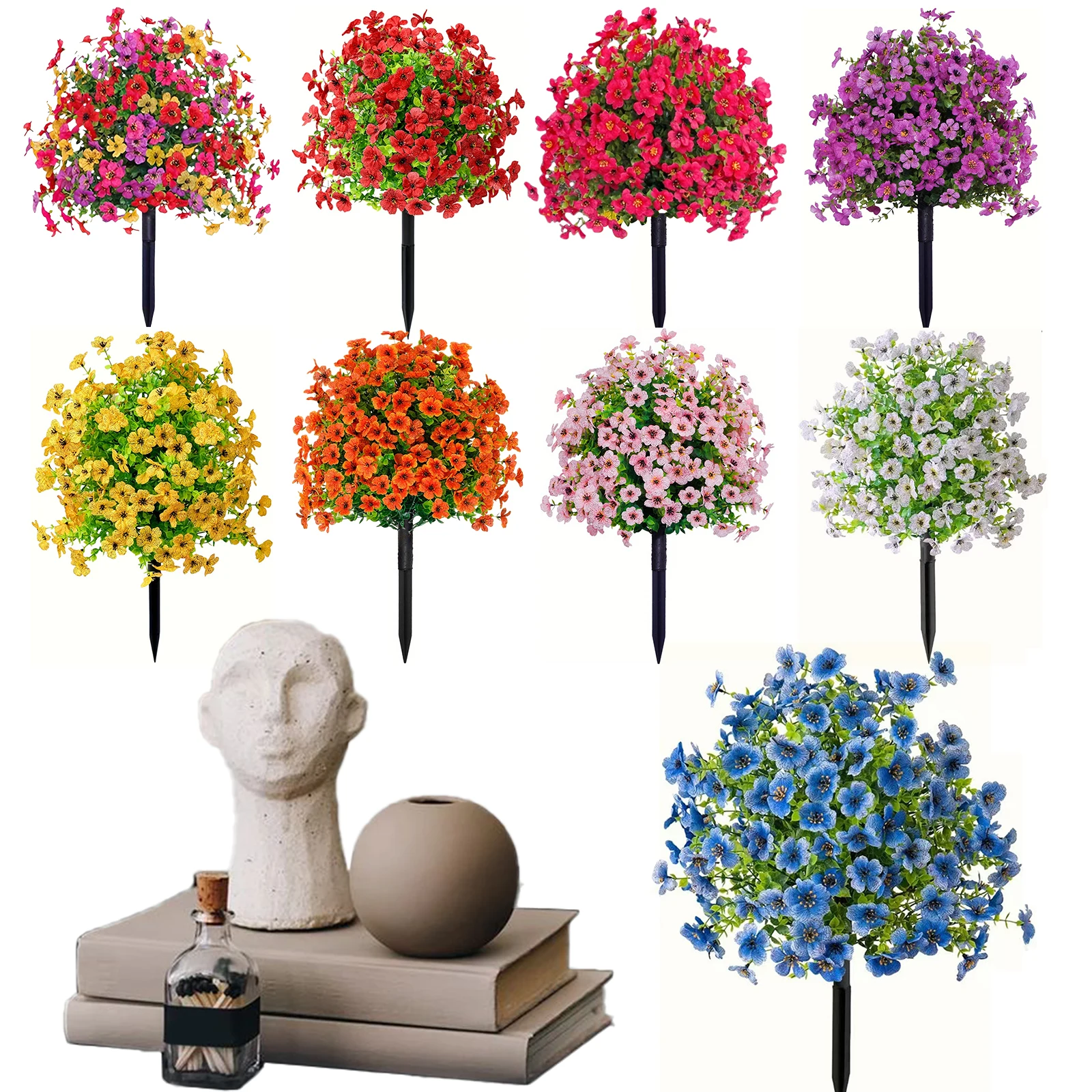 

Artificial Flowers with Ground Spikes Fake Flowers Simulation Violet Flower Bouquet for Outdoor Indoor Garden Home Decoration