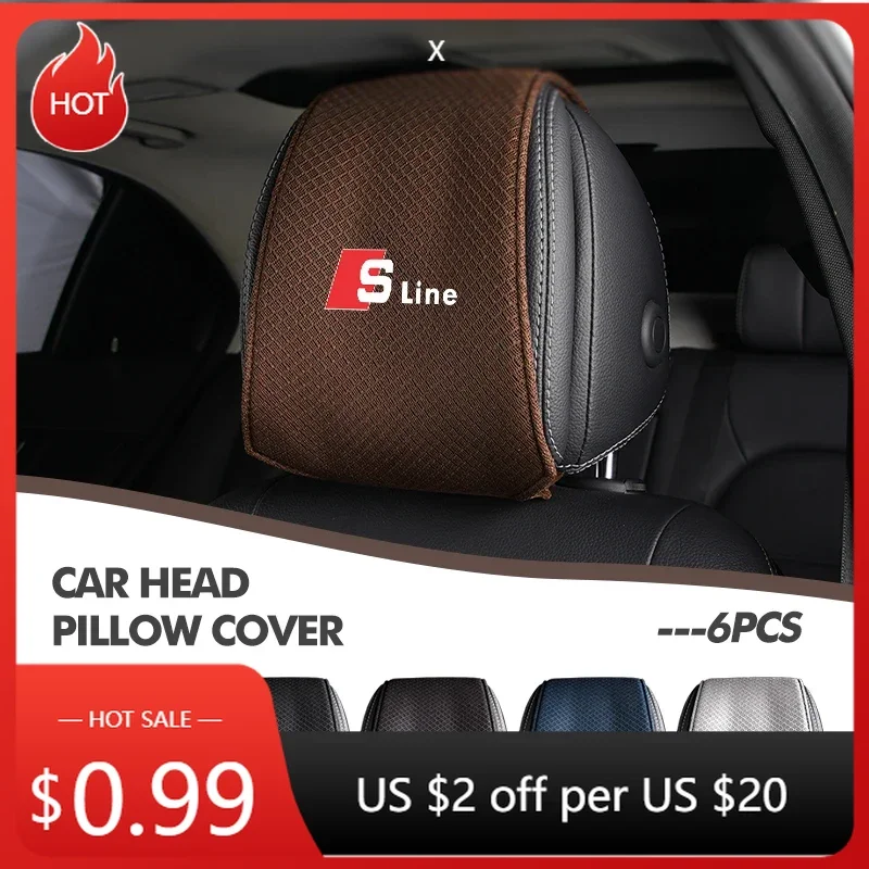 Универсальный подголовник автомобильного сиденья 2025, подушка из ледяного шелка, пылезащитный чехол для Audi A4L Q5L Q2L R8 RS A6L S Line Quattro TT S5 S6 Q3 Универсальный подголовник автомобильного сиденья 2025, подушка из ледяного шелка, пылезащитный чехол для Audi A4L Q5L Q2L R8 RS A6L S Line Quattro TT S5 S6 Q3