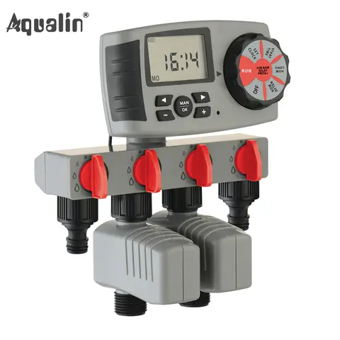 4-zone automatic garden watering system with timer Aqualin