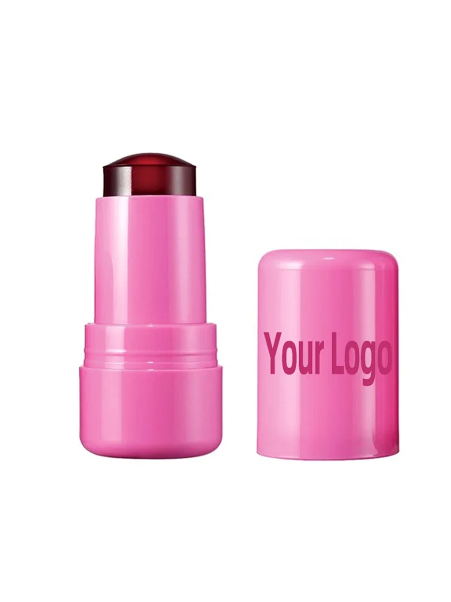 Private Label Mehrfarbiger Rougestift, individuelles Logo, Gelee, Lippe und Wange, Dual-Use-Rouge, feuchtigkeitsspendendes Make-up, Großhandel, rosa Box