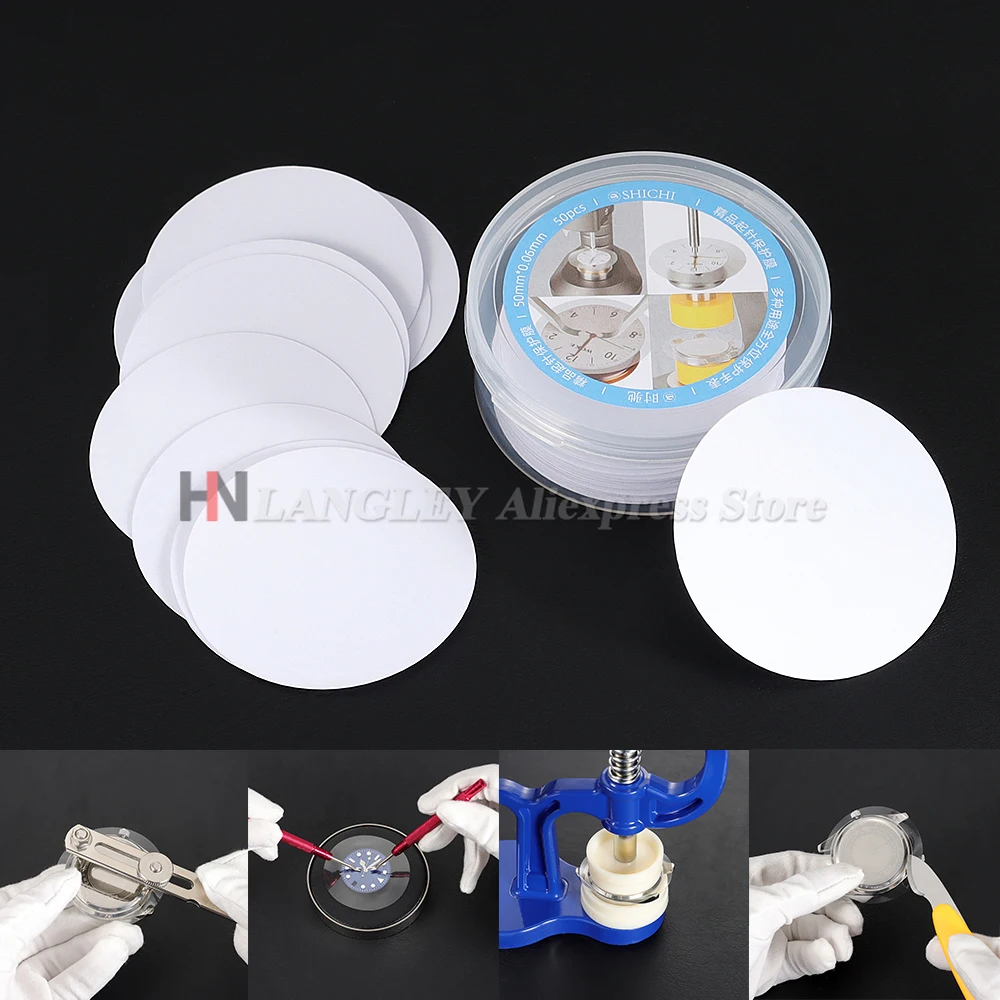 50mm Plastic Watch Dial Protecting Watch Dial and Hand Remover Case Back Pad Protector Watch Repair Tool for Watchmaker 50PCS