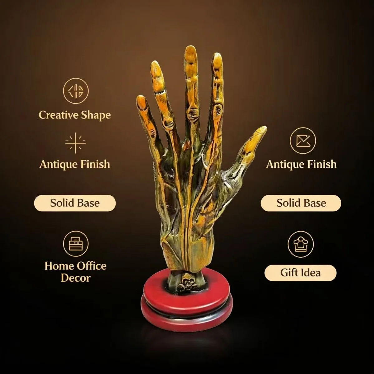 Bronze Resin Palmistry Hand Statue Occult Mystic Chiromancy Fortune Teller Palm Model Ancient Wisdom