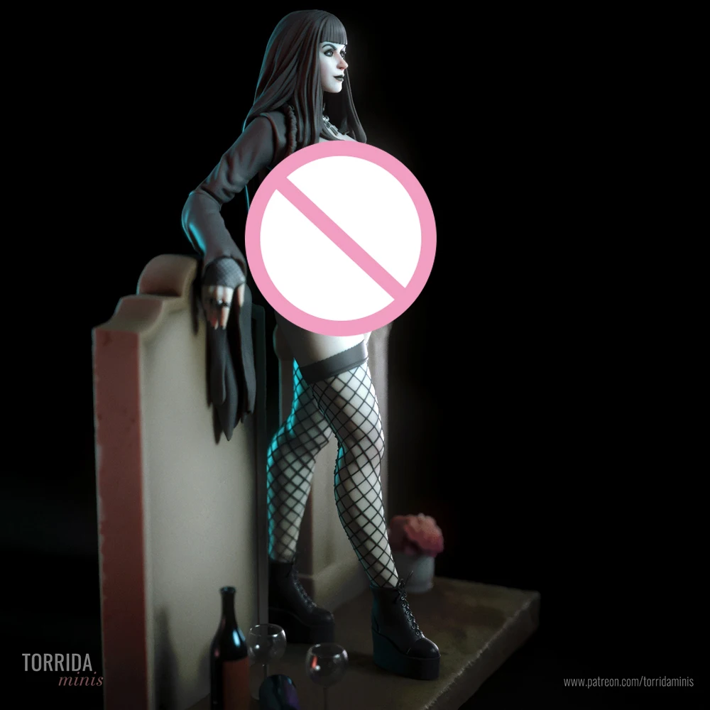 1/24 ثلاثية الأبعاد الطباعة أطقم منمذجة القوطي امرأة الغراب الراتنج نموذج لجسم عدة لتقوم بها بنفسك مصغرة تخفيض تمثال غير مصبوغ عدة اللعب