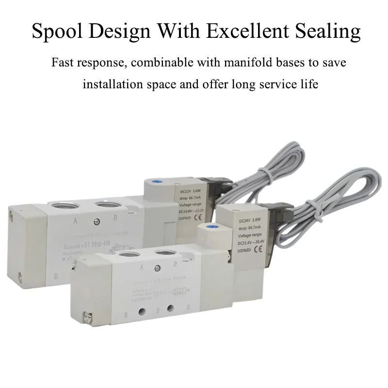 5V110-06 5V210-08 5V220-08 5V230-08 Pneumatic Solenoid Valve DC12V DC24V AC220V High-frequency Directional Control Valve Durable