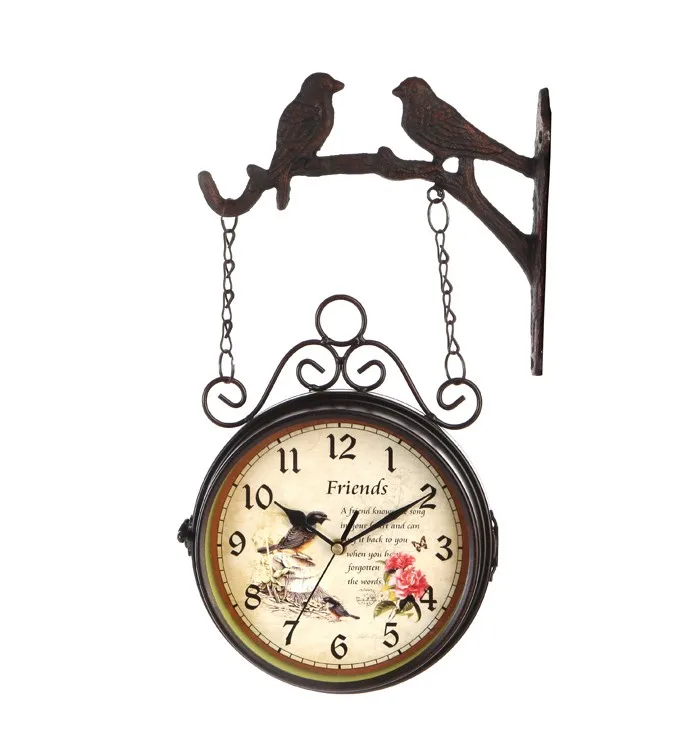 

Unique gift -RETRO vintage art - retro metal iron home LIVING ROOM Study Corridor decorative double two faced wall clock