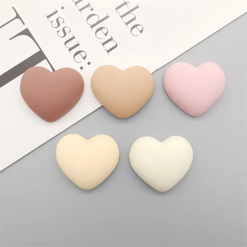 10Pcs Kawaii Coffee Colour Love Heart Resin DIY Shoes Hat Icebox Barrette Mobile Phone Case Scrapbook Cream Glue Flat Back Resin