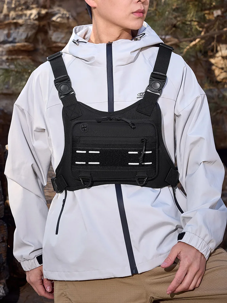 AliExpress NONE Tactical Front Chest Rig Bag Vest for Camping Hunting Shoulder Bag Men Fishing Cycling Reflective Travel Backpack Fanny Pack