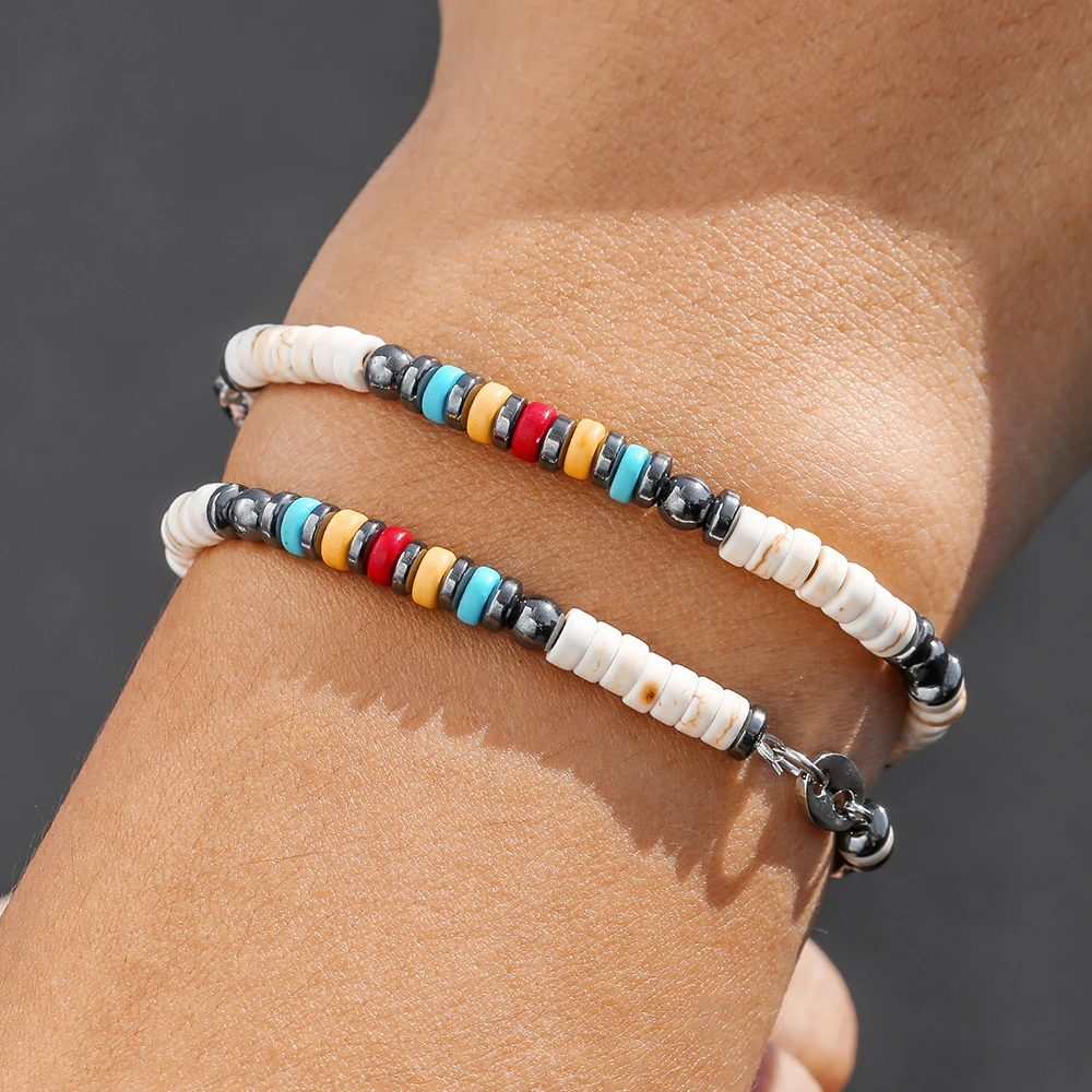 Hematite Beads Beaded Necklace for Women Men Vintage Multicolor Rice Beads Chokers Bracelet Handmade Jewelry