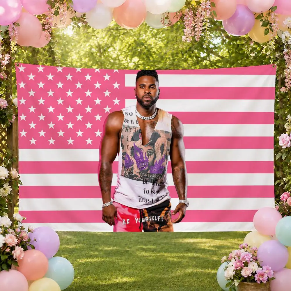 Music J-Jason Derulo Pop R&B Singer Flags Fan Banner Tapestry Wall Hanging Garage BarDorm Camp Party Outdoor Home Decor Gift
