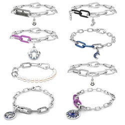 Miniabalorios de la suerte para mujer, eslabones conectores de dos anillos, compatibles con pulsera y collar Pandora Me originales, regalo de joyería, 2024