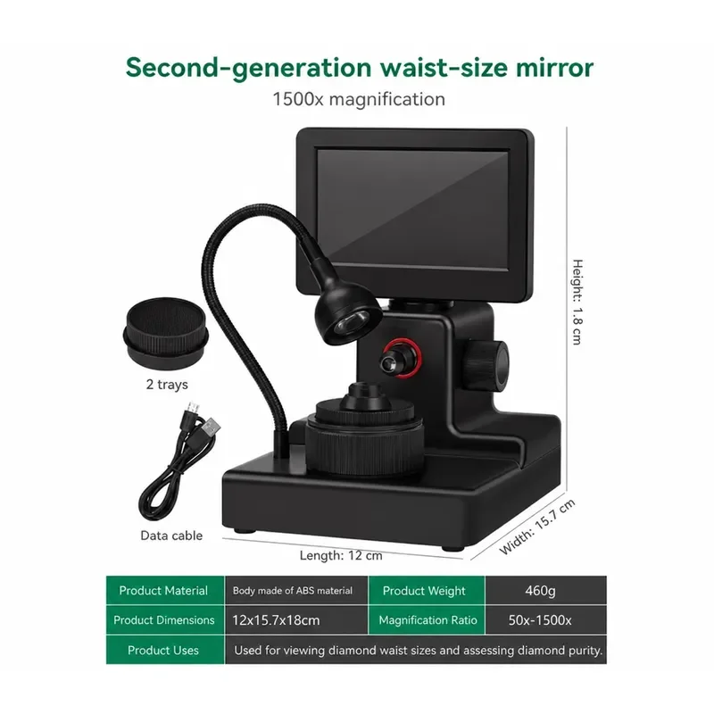 4.3 Inch HD LCD Digital Microscope for Jewelry Inspection LED Fill Light GIA Inscription Viewer High Definition