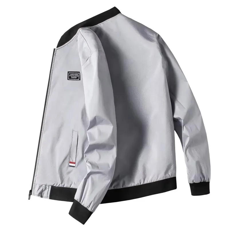 Chaqueta Bomber informal de manga larga con cremallera para hombre, chaqueta cortavientos de ajuste Regular, elegante y a la moda, para primavera
