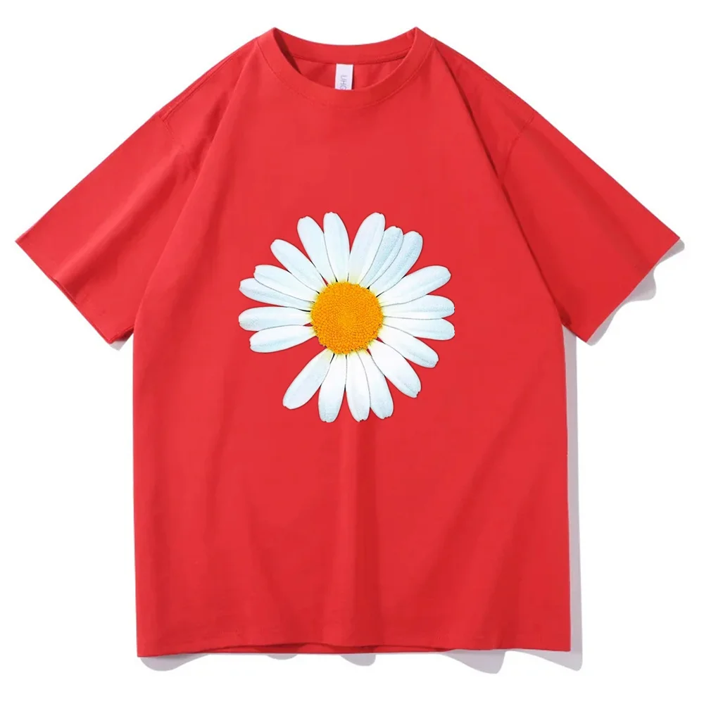 Korean Style Little Daisy Print T-shirt Summer Short Sleeves Sweatshirt Hip Hop Streetwear y2k Vintage Unisex Tshirt Fans Gift