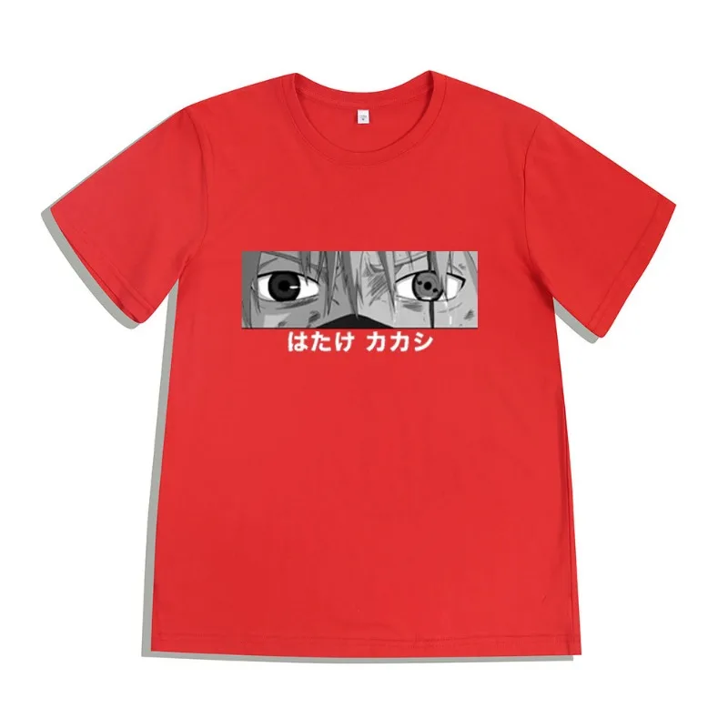 Nova Camiseta Infantil de Verão Estilosa em Algodão Puro com Estampa Hokage Street Kakashi, Roupa de Marca da Moda para Pais e Filhos