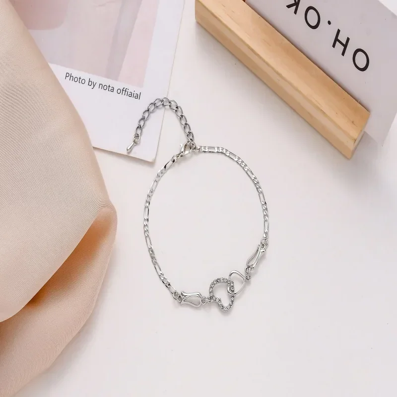 Classic Stainless Steel Chain Double Heart Love Anklet Bracelet Fashion Trendy Charm Bracelets Women Fashion Party Jewelry Gift