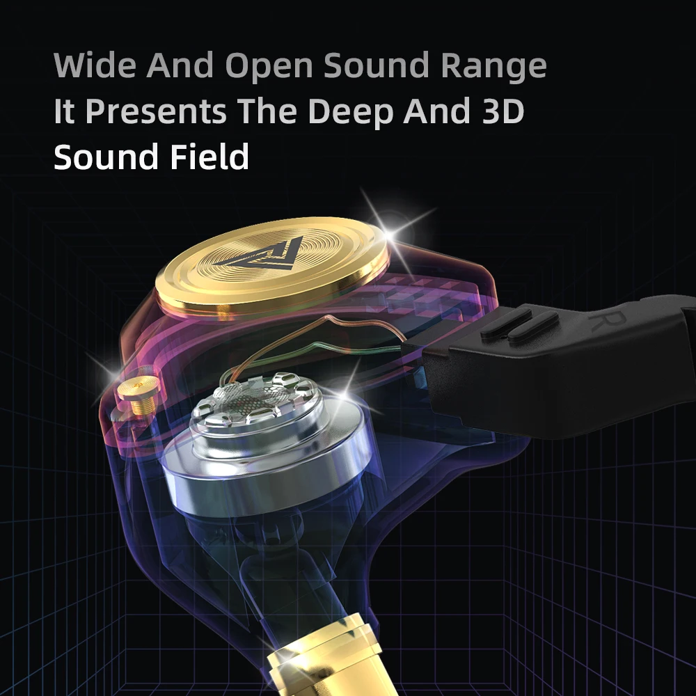 QKZ سماعة أذن سلكية مع ميكروفون HiFi شاشة موسيقى باس سماعات إلغاء الضوضاء سماعة أذن للألعاب الرياضية