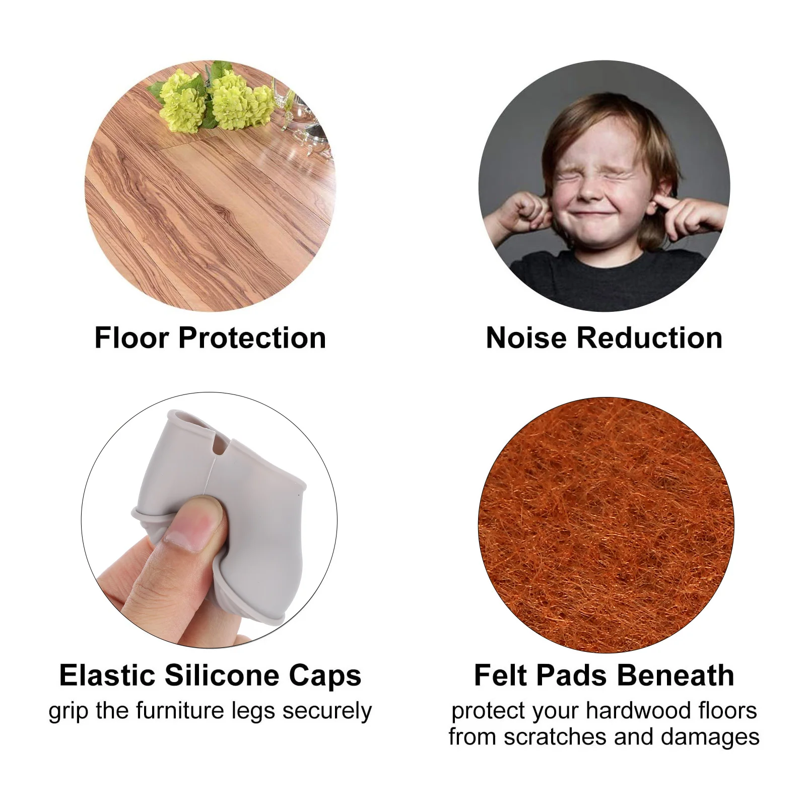 

4Pcs Silicone Chair Leg Protectors Anti-Slip Furniture Foot Covers Floor Scratch Preventers for Chairs Table Legs Home Office