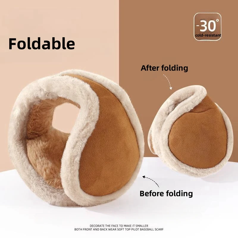 Foldable Plush Earmuffs Winter Unisex Warm Fur Earmuffs For Men Women Outdoor Cycling Thickened Fashion Frostproof Earcover