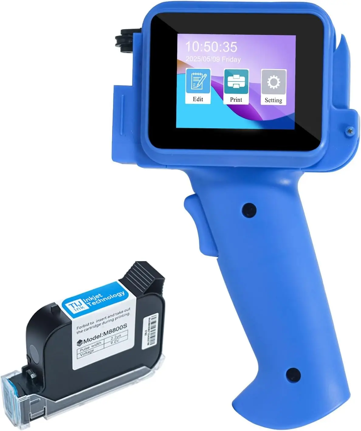 

Portable Inkjet Printer with Quick-Dry Ink, 0.5" Nozzle for Date/QR Code/Barcode/Logo Printing