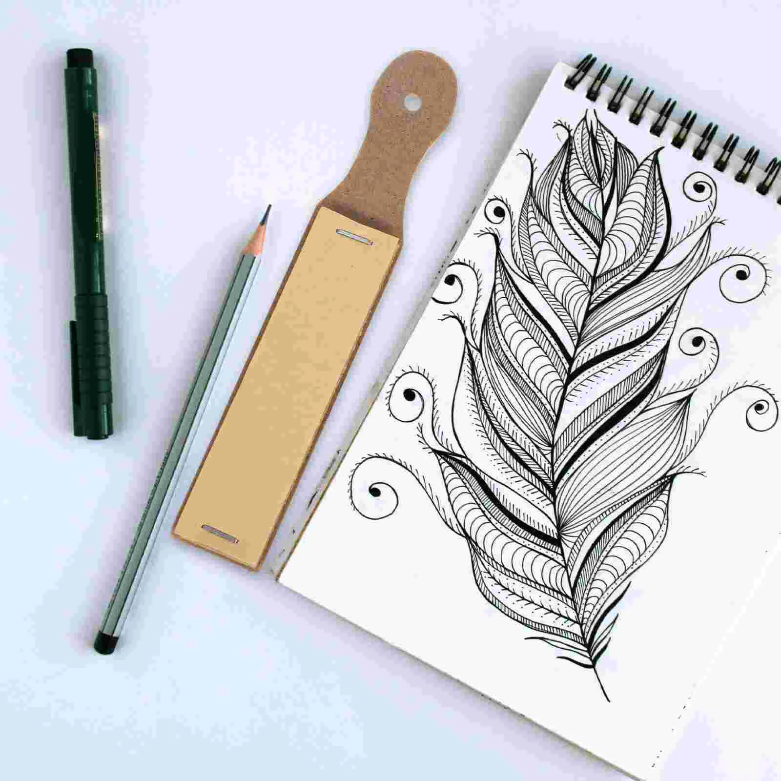 4 Pcs Chalk Pens Sketch Sand Paper Cardboard Pencil Polishing Sandpaper Tool Sharpener Light Brown Work