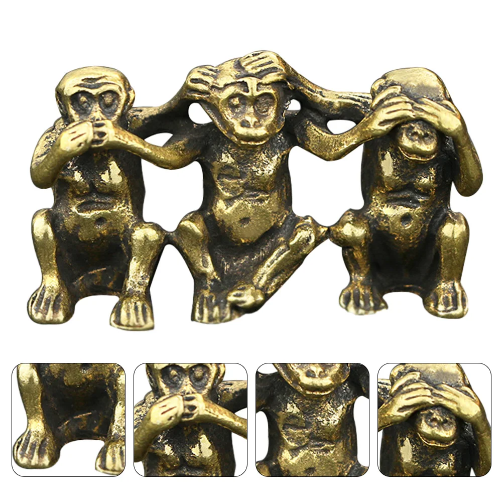 

Household Copper Monkey Ornament Office Figurines Feng Shui Statue Brass Decor