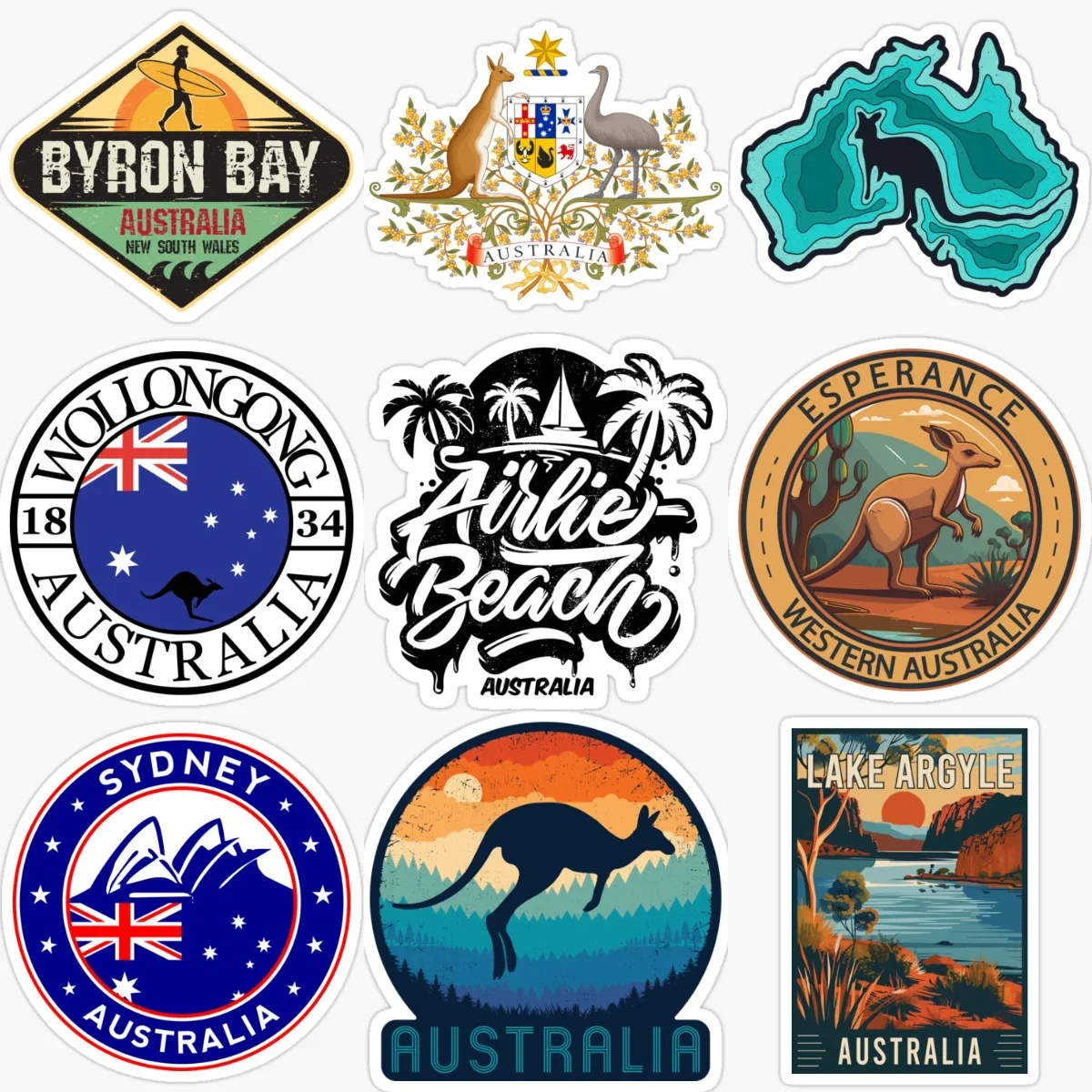 

Australia Flag Map Kangaroo Emblem Creative PVC Car Stickers for Car Motorcycle Helmet Window Wall Decoration Accessories