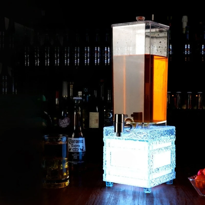 Luminous 3L Ice Grain Beer Tower Bar KTV Juice Dispenser With Stainless Tap Stand