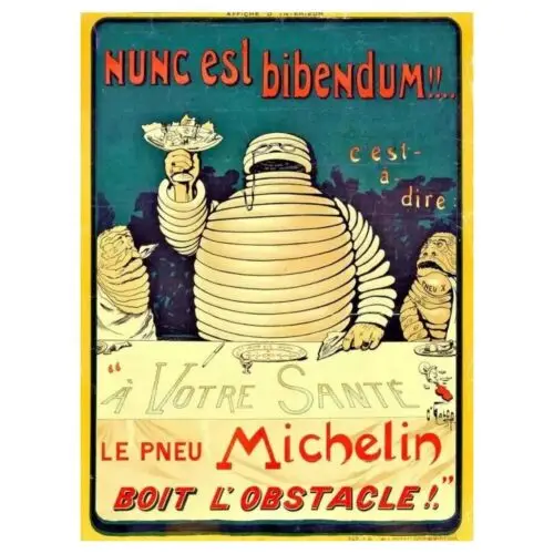 Vintage Bibendum Poster Tin Sign Wall Art Man Cave Decor-alu