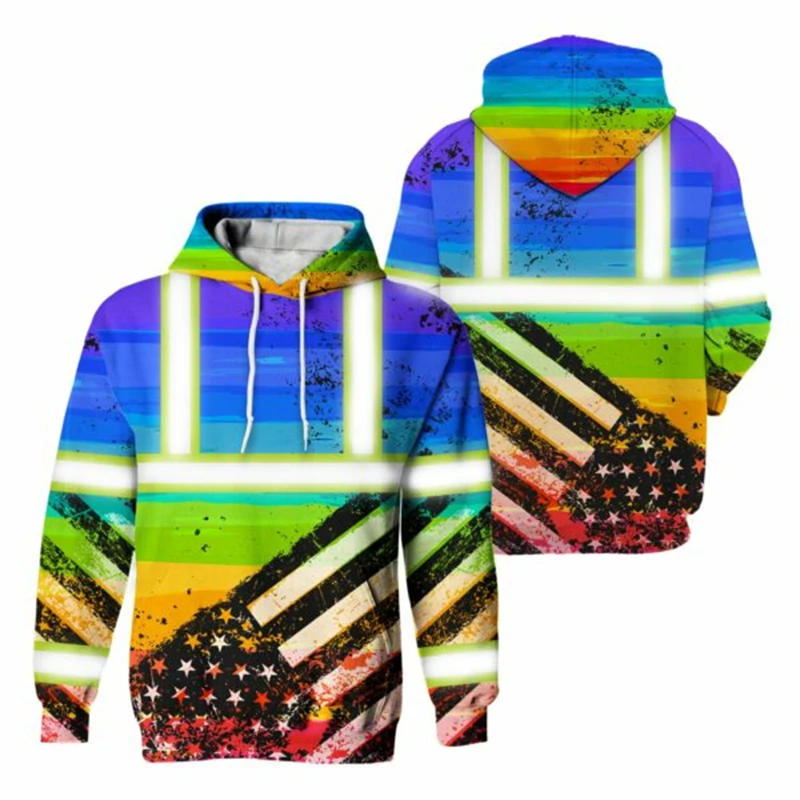 Sweat à capuche arc-en-ciel imprimé en 3D pour hommes et femmes, pull cool populaire, streetwear à manches longues, vêtements à capuche LGBT, PVD, mode gay, nouveau