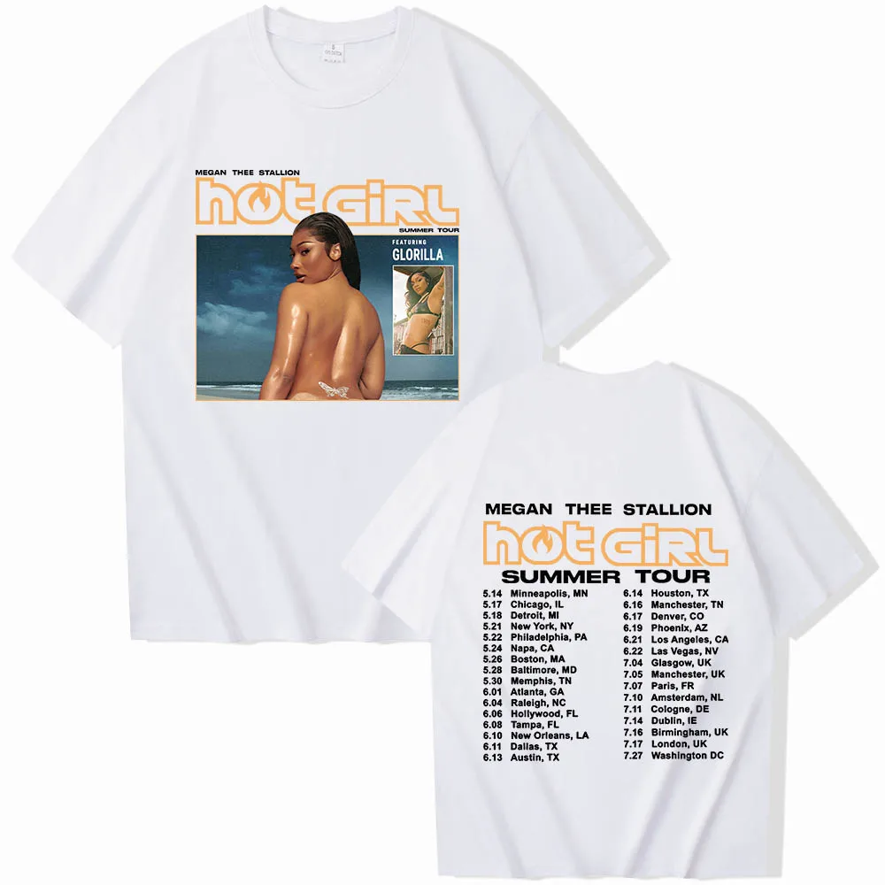 Hot Girl Summer Tour Megan Thee 2024 Vintage T-shirt O-Neck Short Sleeve Shirts Fans Gift