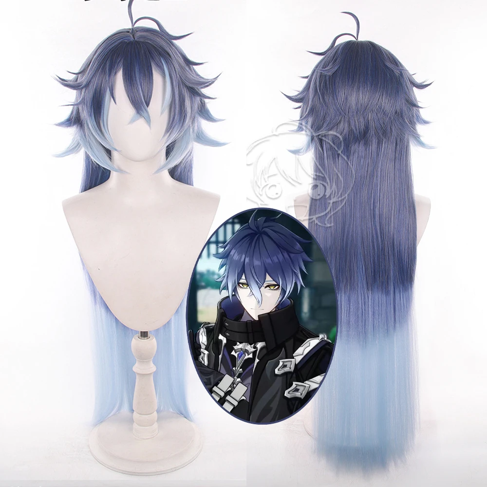 Anime Genshin Impact Flins Cos Wigs Cosplay Costumes Headwear 95cm Long Simulation Scalp Thick Mixed Puffy Long Hair Wigs