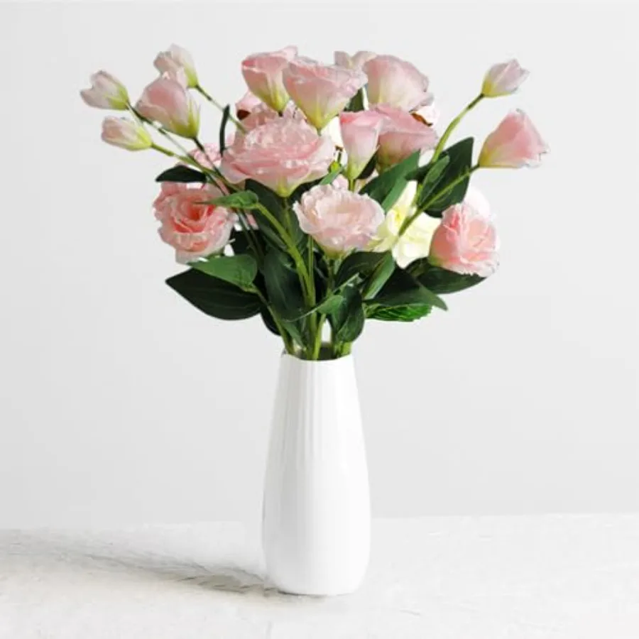 

Ceramic Vase, 7.5 Inch Flower Vase with Vertical Stripes for Pampas Calla Lily Tulip, Minimalism Modern Style for Housewarming,