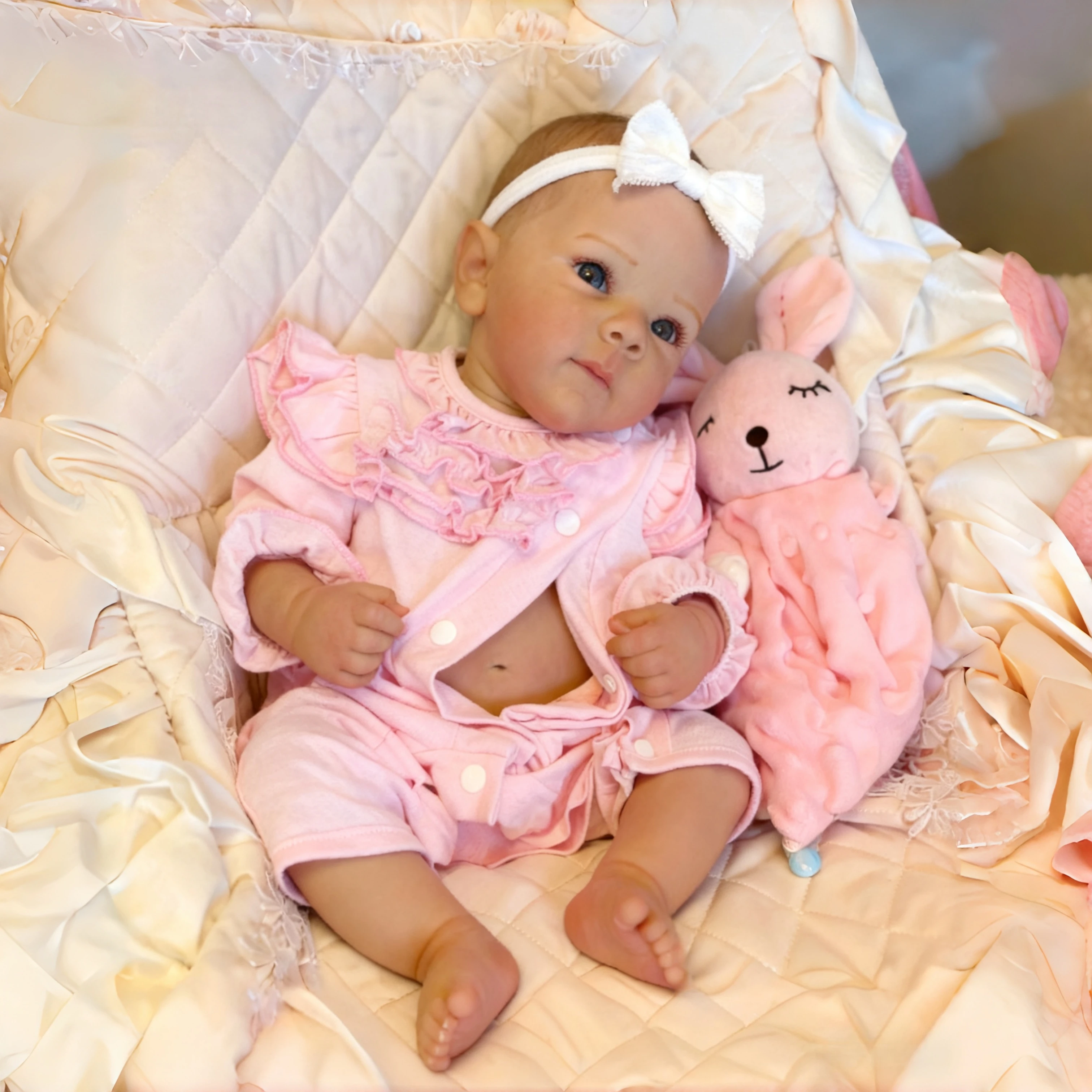 18 インチのリアルなリボーンベビーガール人形手作りオープンアイベティ 3D ペイントスキンベベ子供の誕生日プレゼント用