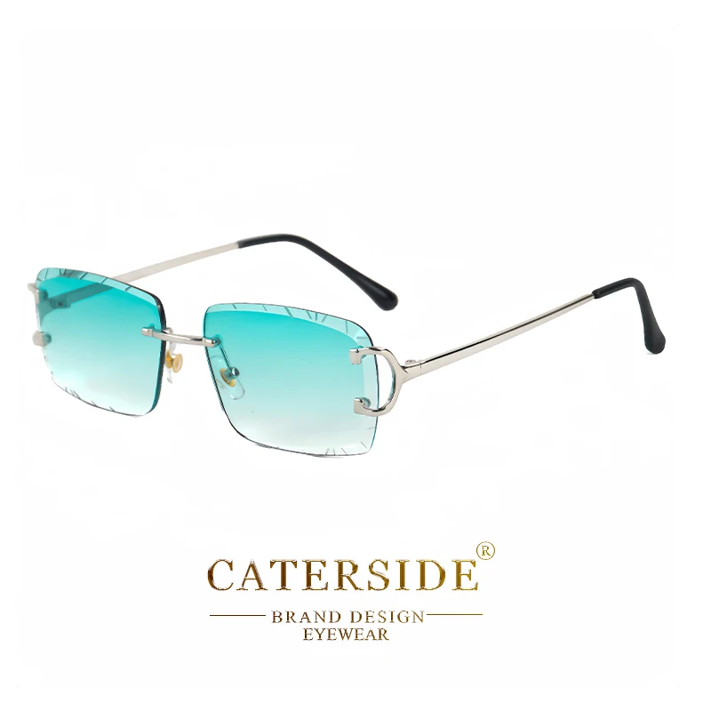 Caterside Randlose Farbverlauf Quadrat Sonnenbrille Mann Diamant Kupfernickel Rahmen Sonnenbrille Punk Frauen Kleine Rahmenlose Brillen UV400 – Detail 10